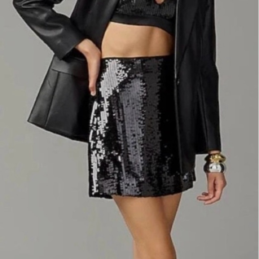 NWT J.Crew Factory Black Sequin Mini Skirt